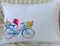 Spring Pillow covers, Embroidered bicycle pillow, seasonal bike pillows, embroidered Accent pillows, bike pillows product 1